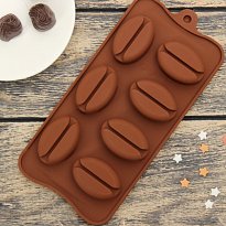 Форма для льда и шоколада, 7 ячеек,"Кофейные бобы" цвет- шоколадный