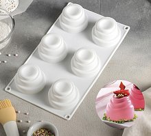 Форма для муссовых десертов и выпечки «Пирамиды», 6 ячеек, 30×17,5 см, цвет белый