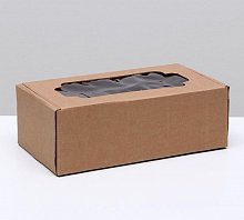 Коробка самосборная, с окном, бурая, 23 х 12 х 8 см
