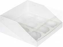 Коробка для 9 капкейков белая 235х235х110 с окном